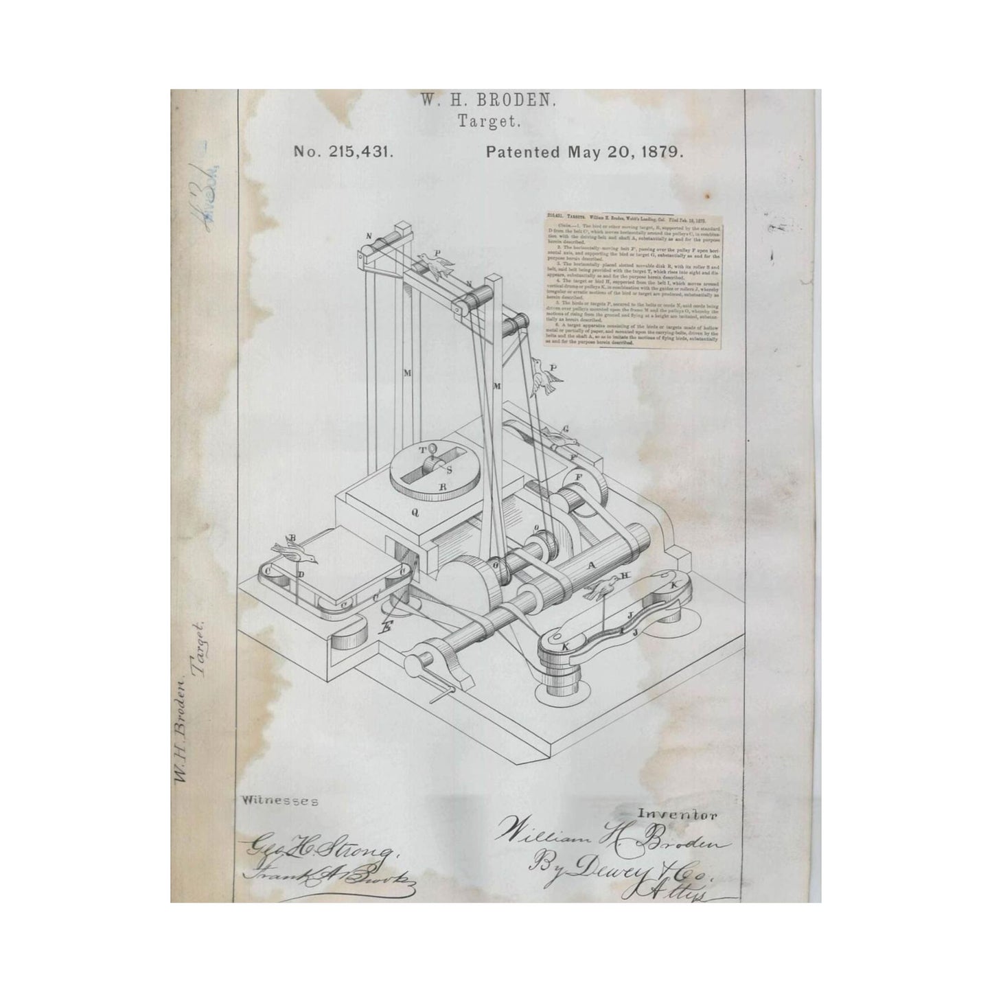 Patent drawing - for W. H. Broden's Target Public domain  image High Quality Matte Wall Art Poster for Home, Office, Classroom