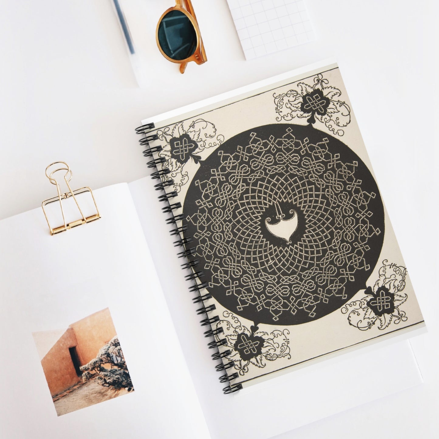 “The Second Knot”. Interlaced Roundel with an Amazon Shield in its Center Spiral Bound Ruled Notebook with Printed Cover