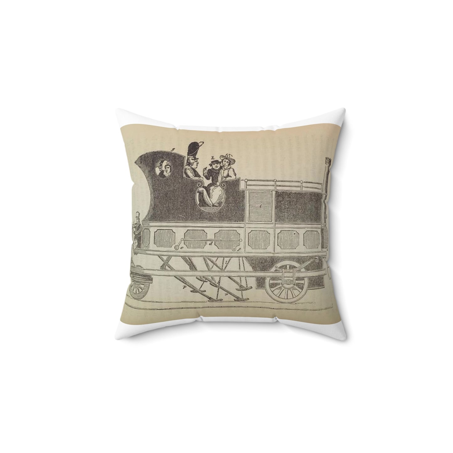 Patent Drawing of Engine - Patent steam coach, by the late Mr. David Gordon Public domain  image Decorative Accent Square Pillow