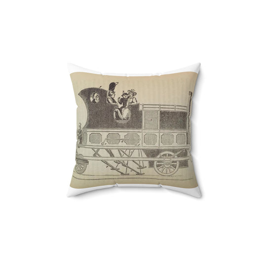 Patent Drawing of Engine - Patent steam coach, by the late Mr. David Gordon Public domain  image Decorative Accent Square Pillow