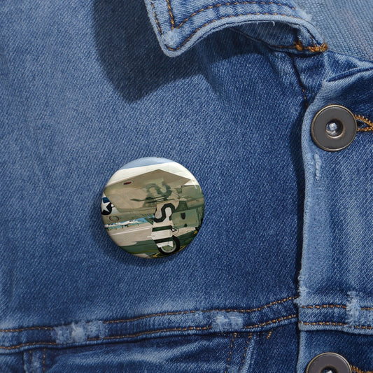 Artwork: "T-38 Flight Line, Vance AFB". Artist: David Zlotky Pin Buttons with Crisp Design