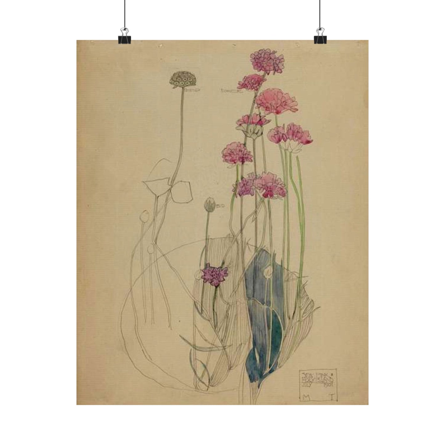 Sea Pink - Holy Island - Charles Rennie Mackintosh - 1901 High Quality Matte Wall Art Poster for Home, Office, Classroom