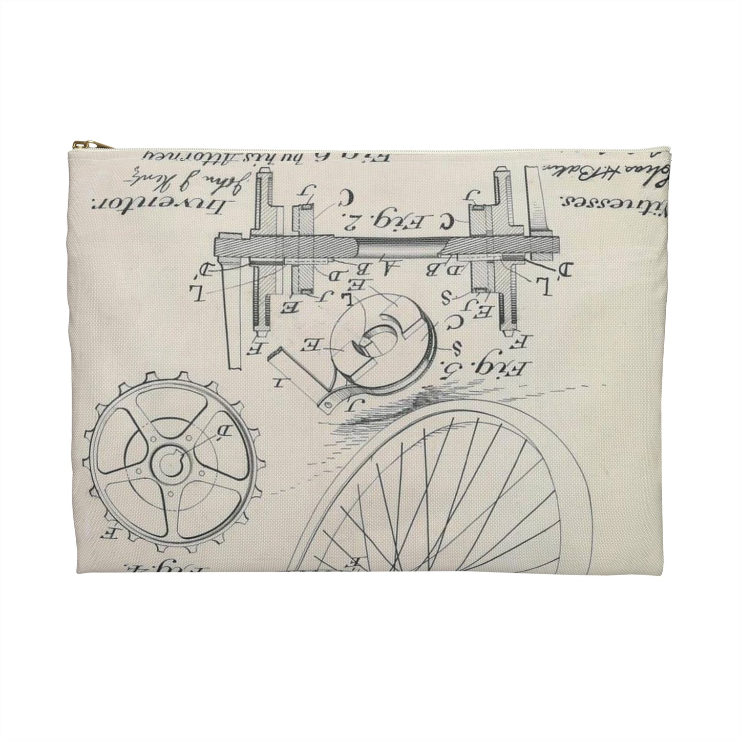 Patent drawing - for J. J. Hentz' Bicycle Public domain  image Large Organizer Pouch with Black Zipper