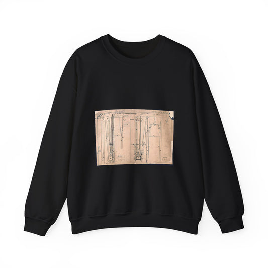 Patent drawing - Elisha Otis's Elevator Public domain  image Black Heavy Blend Adult Crew Neck SweatShirt