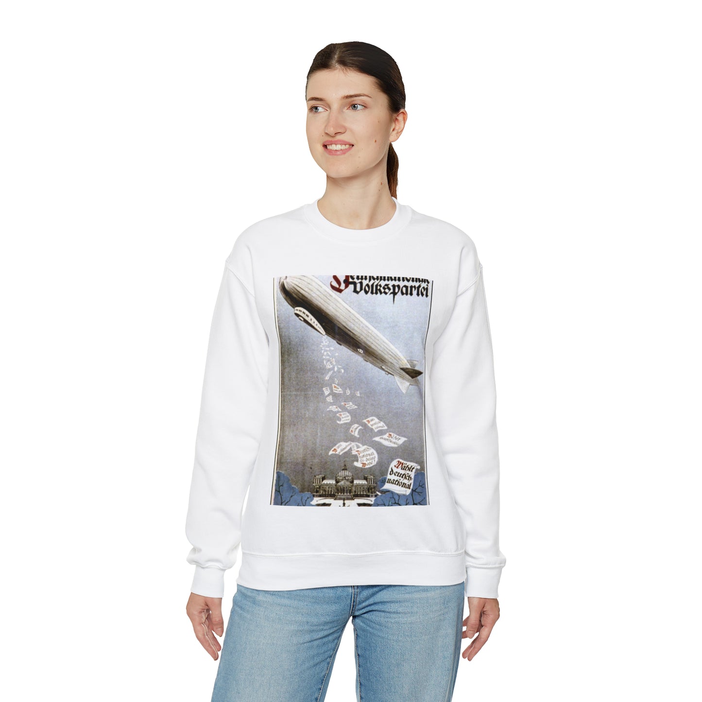 german election poster. oct 1924 -  Deutsche Zeppelin Reederei Company White Heavy Blend Adult Crew Neck SweatShirt