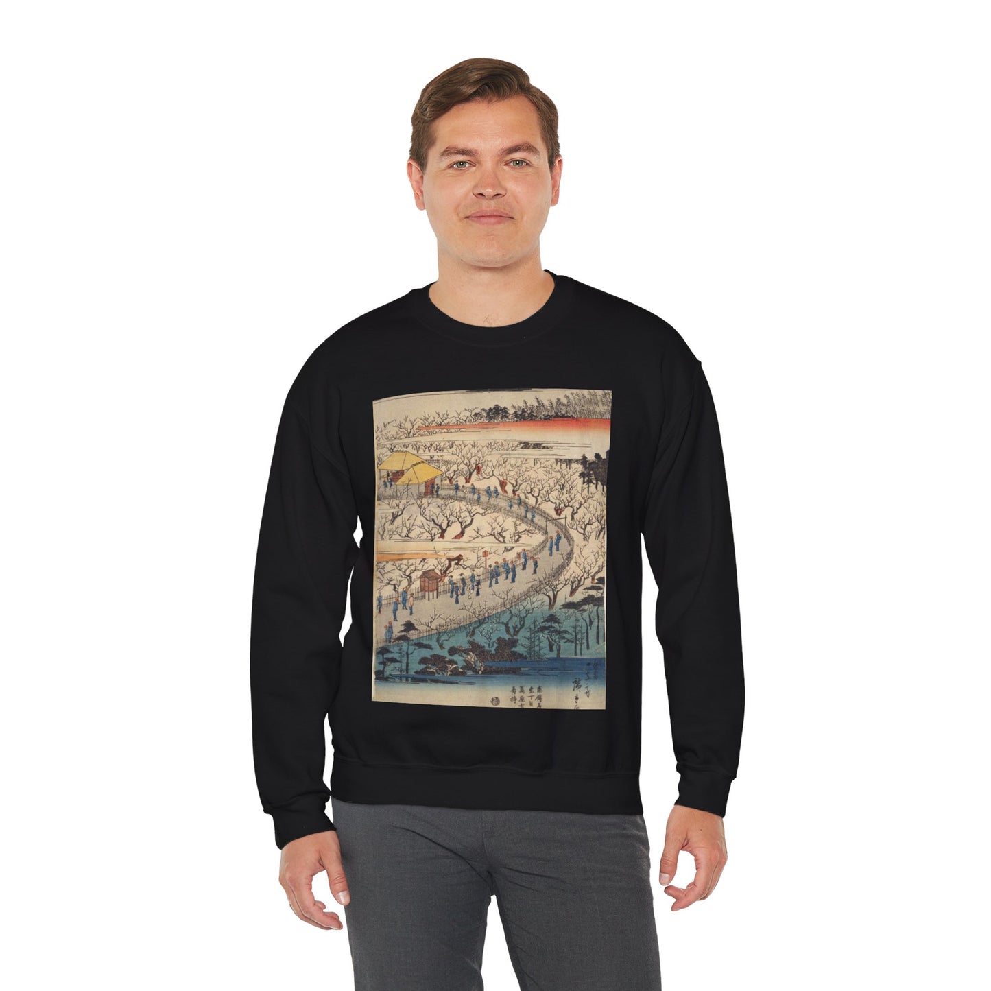 NDL-DC 1312618 01-Utagawa Hiroshige II-東都名所-crd Black Heavy Blend Adult Crew Neck SweatShirt