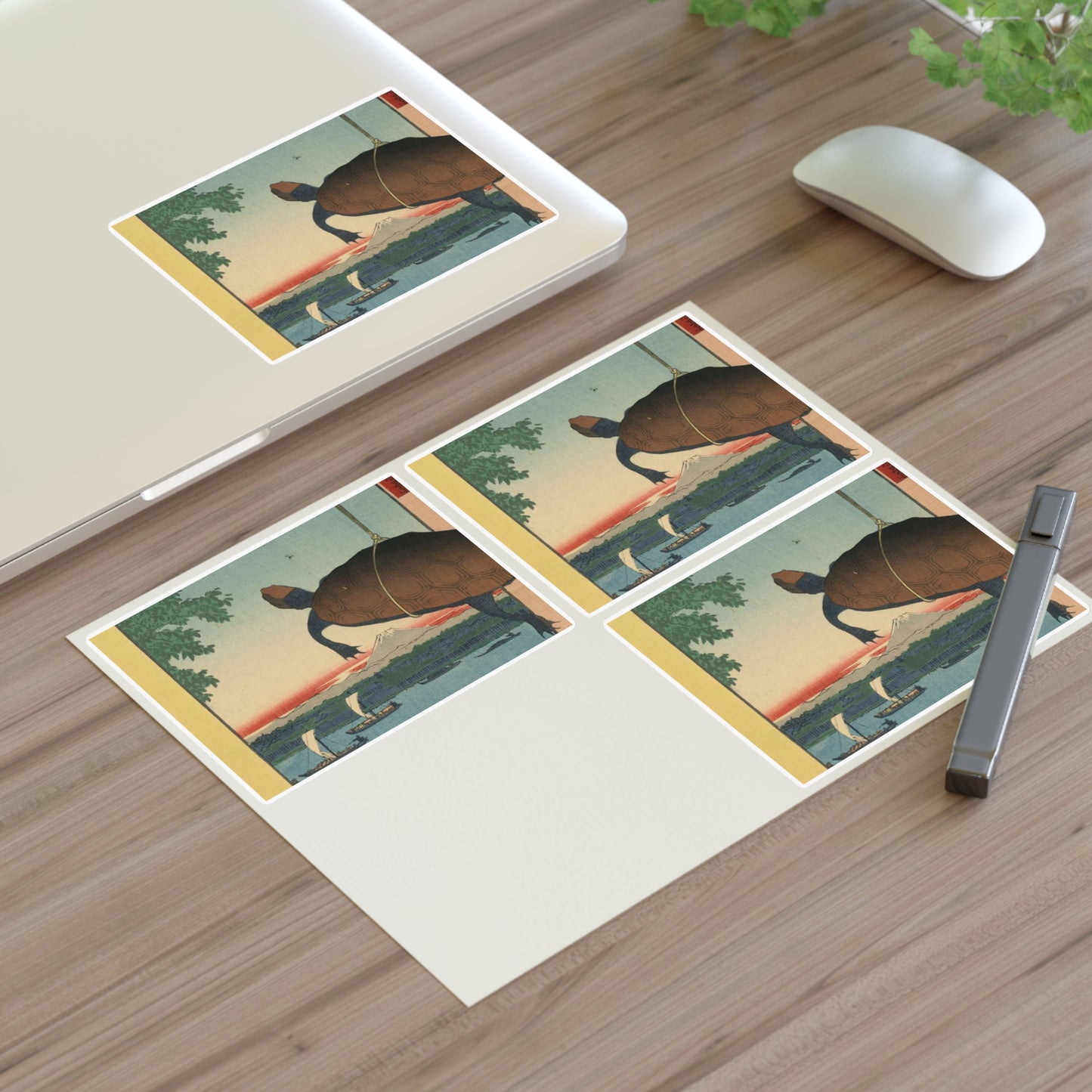 Gajō icchō, Andō Hiroshige - Public domain portrait drawing  Laminated UV Protective Vinyl Stickers