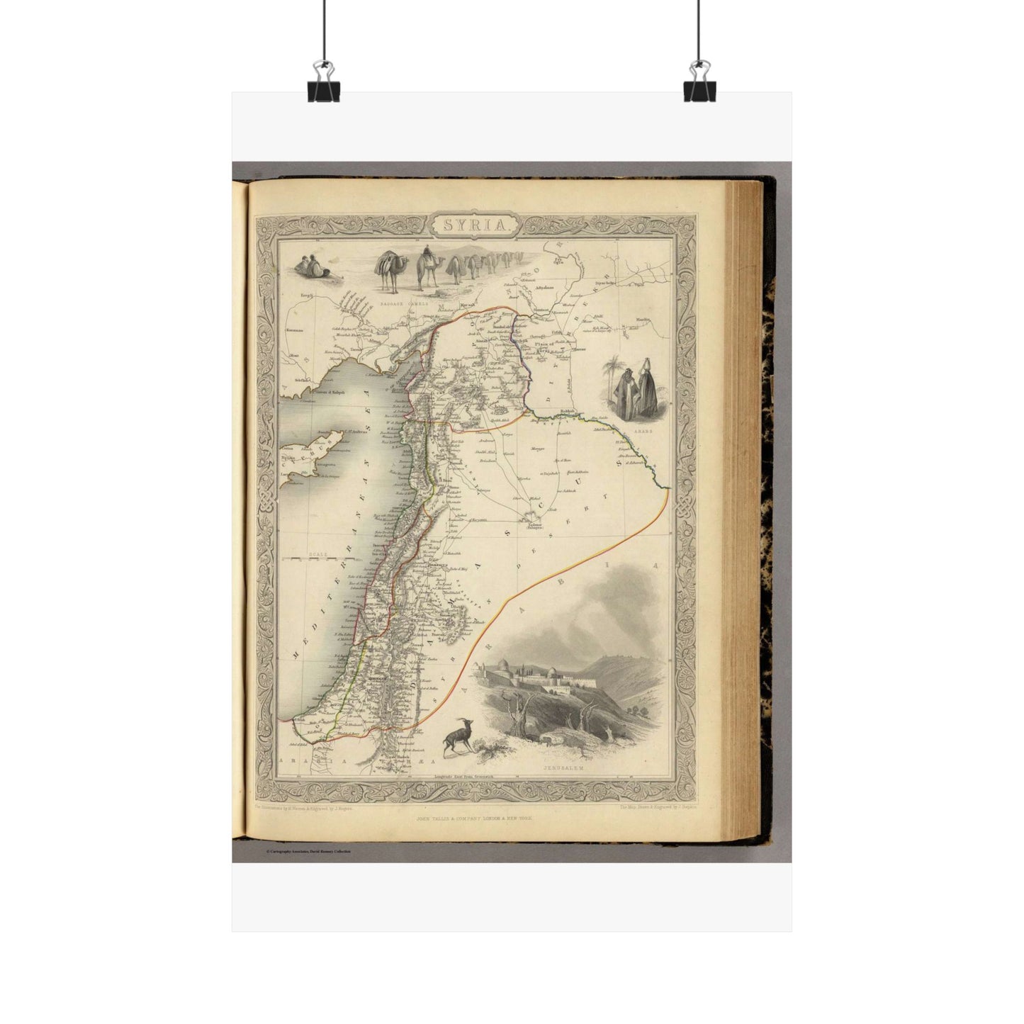 1851 Henry Warren Map of Syria - Public domain old map High Quality Matte Wall Art Poster for Home, Office, Classroom