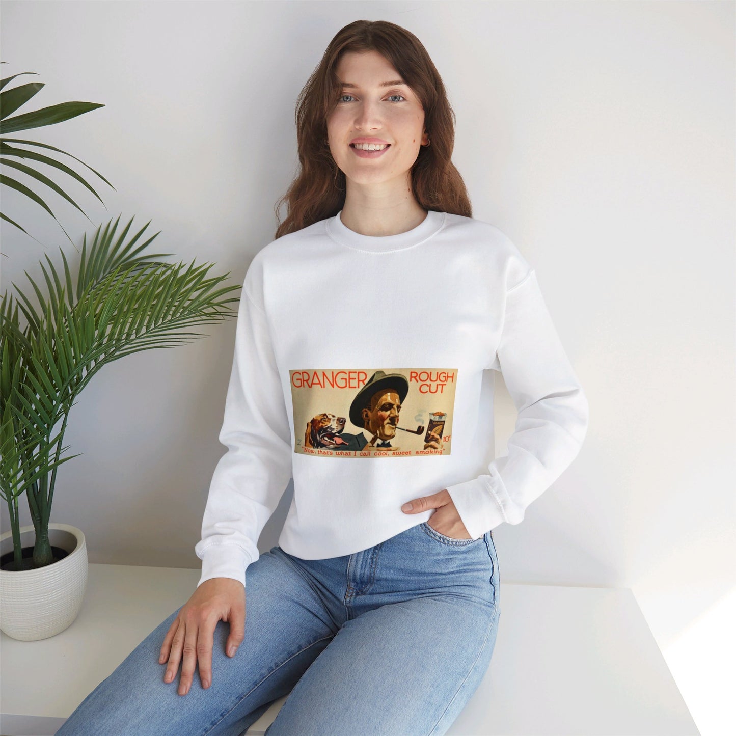 Granger Rough Cut. „Now, that's what I call cool, sweet smoking“, 1923, poster 1 White Heavy Blend Adult Crew Neck SweatShirt