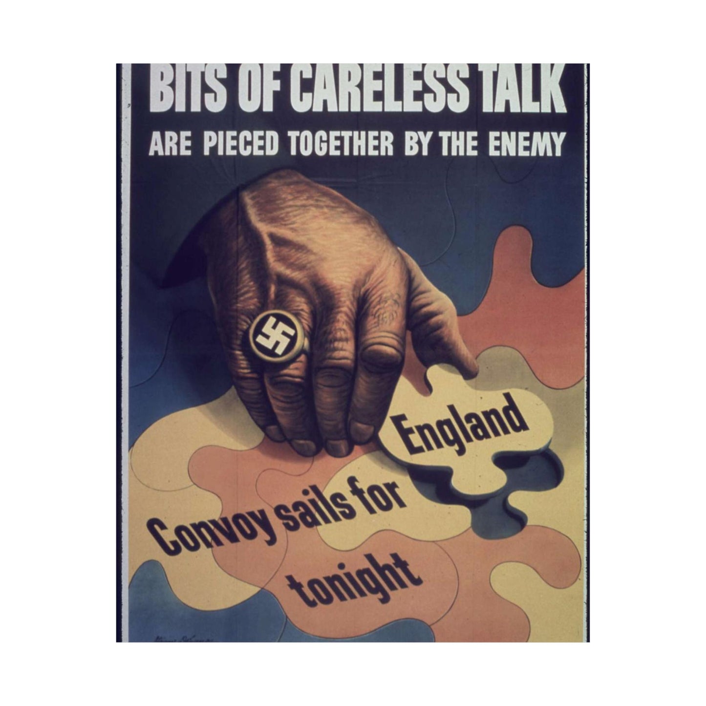 "Bits of careless talk are pieced together by the enemy" - NARA - 513972 High Quality Matte Wall Art Poster for Home, Office, Classroom