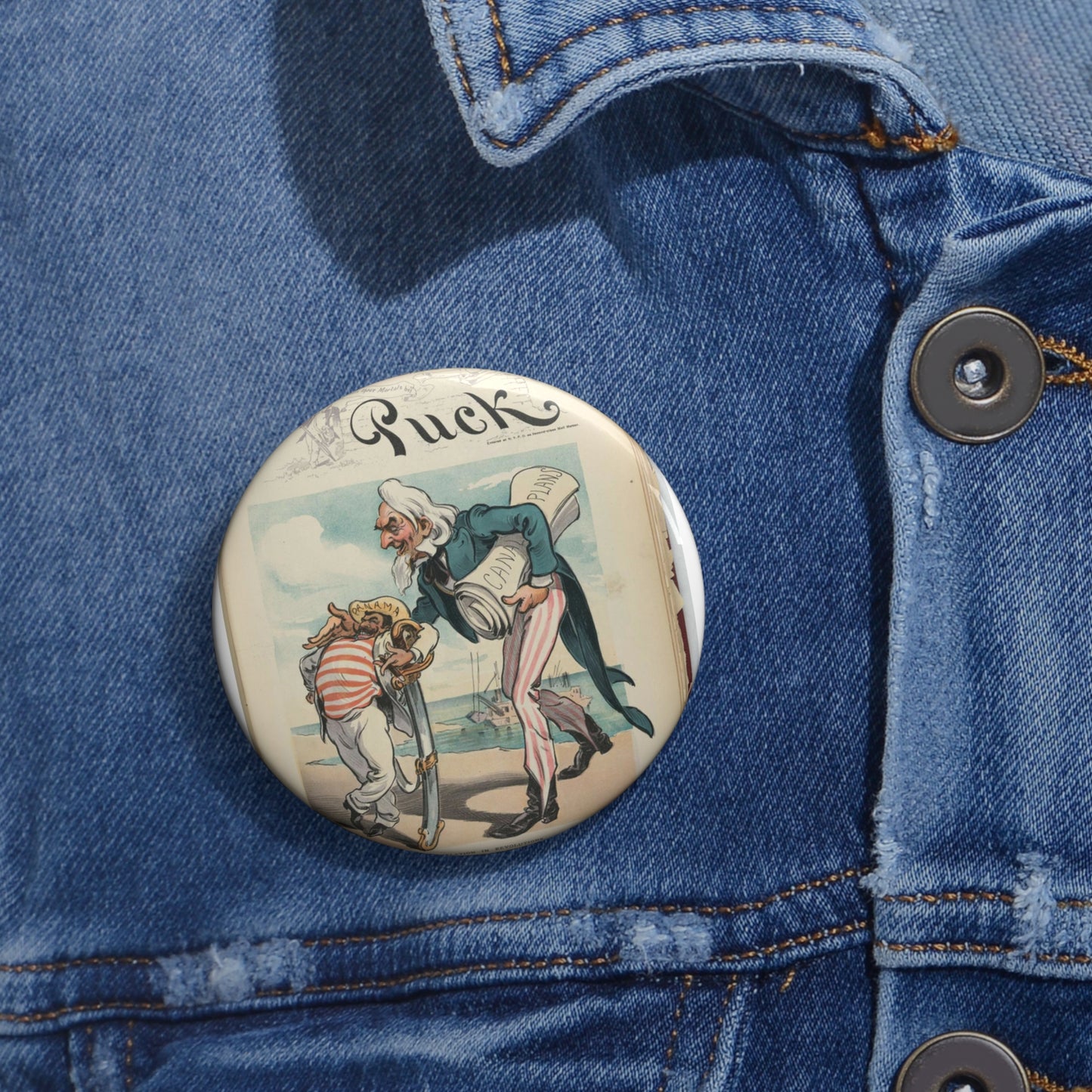 Puck magazine cover - A revelation in revolutions / Kep. Pin Buttons with Crisp Design