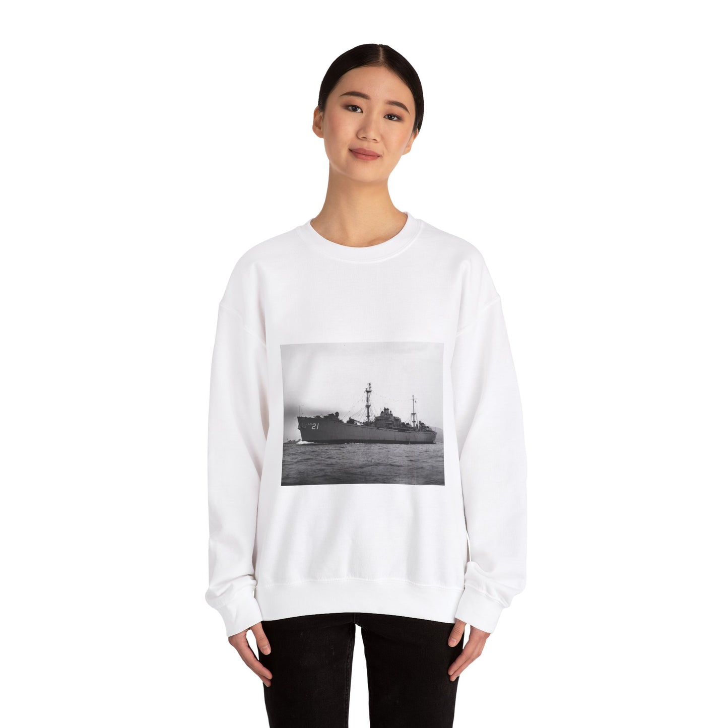 USS Dionysus (AR-21) underway, circa 1952-1955 (USN 1045360) White Heavy Blend Adult Crew Neck SweatShirt