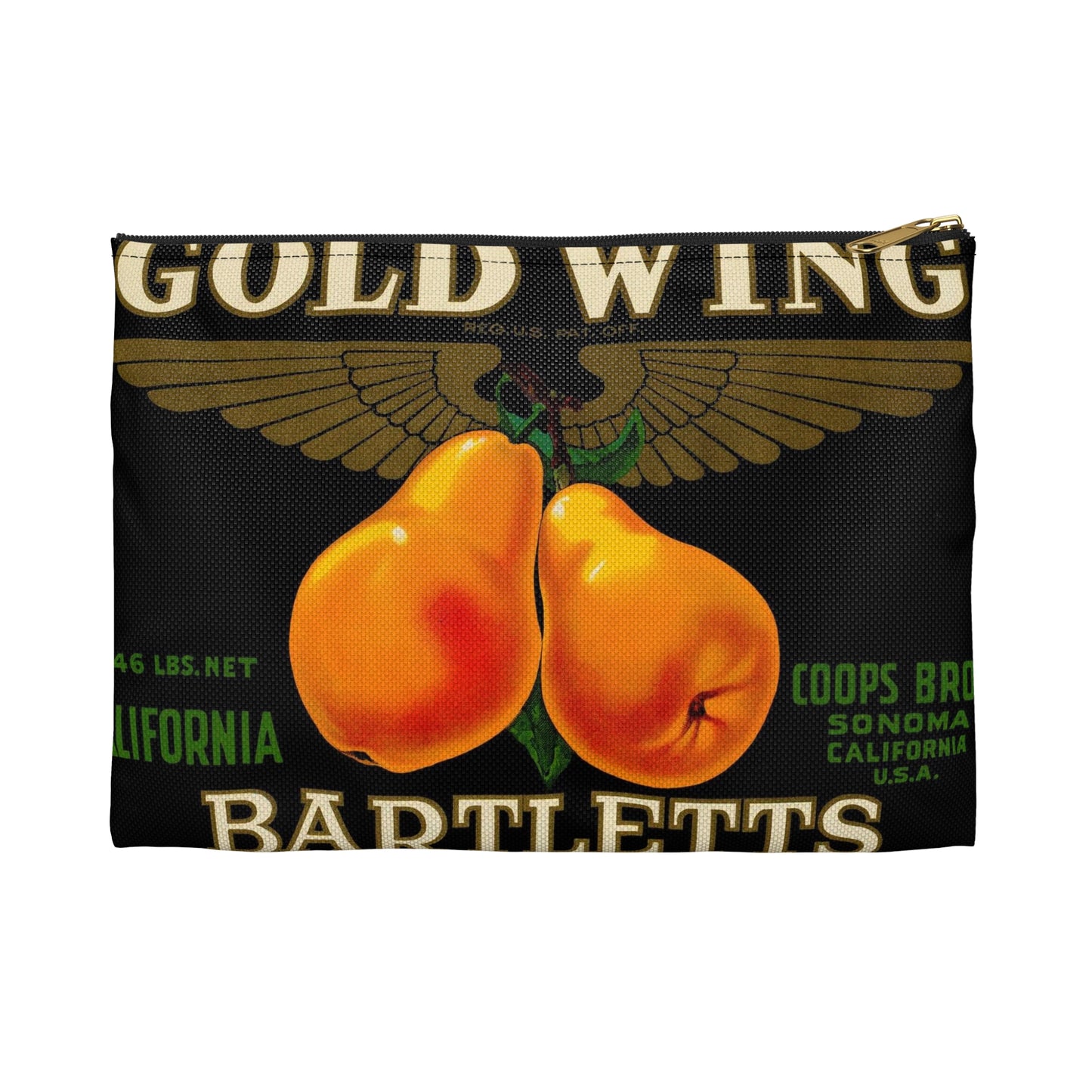 Gold Wing: Bartletts, California, Coops Bros., Sonoma, California, U.S.A. Large Organizer Pouch with Black Zipper