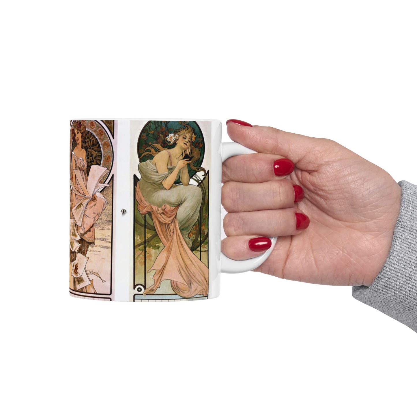 Alfonse Mucha Artworks - Drawing. Public domain image. Beautiful Novelty Ceramic Coffee Mug 11oz
