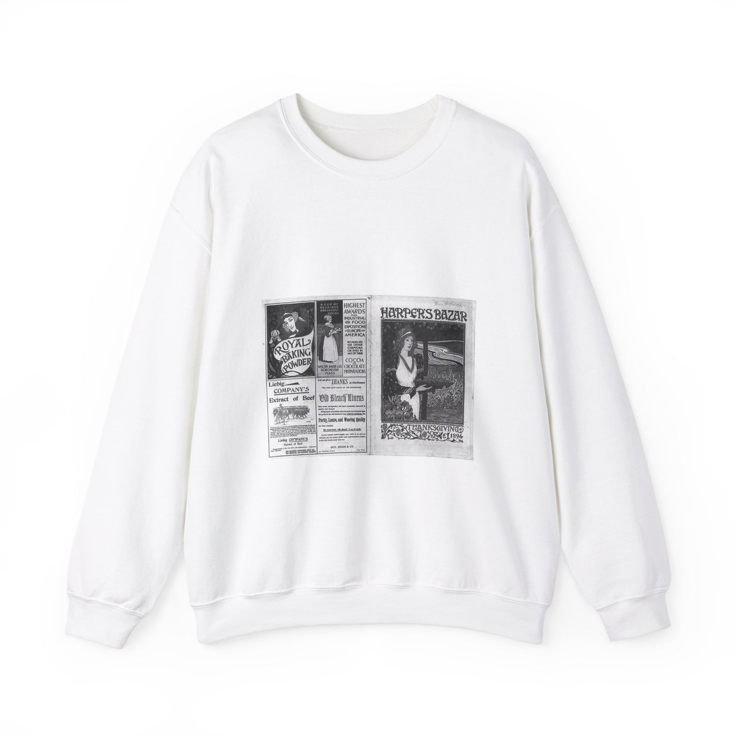 Harper's Bazaar--Thanksgiving 1894 / Louis J. Rhead. White Heavy Blend Adult Crew Neck SweatShirt