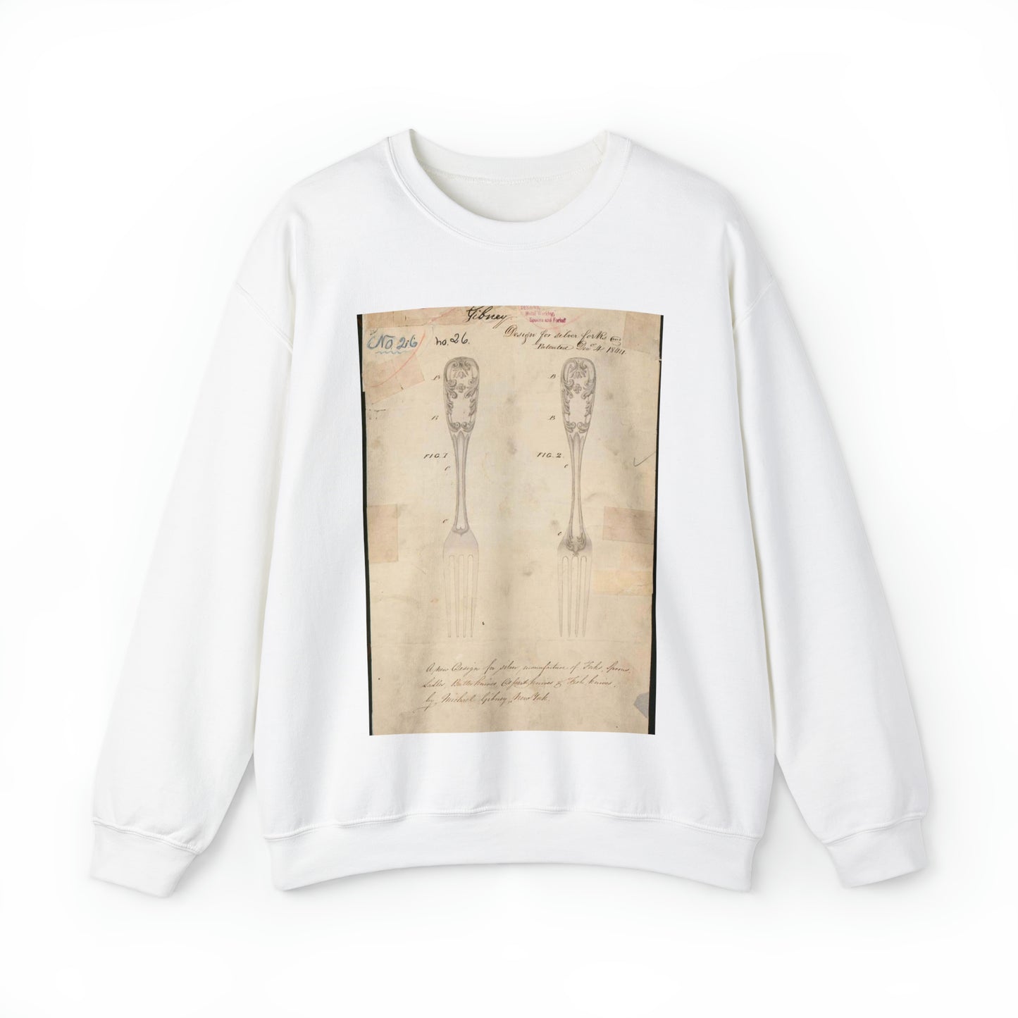 Patent drawing - Drawing of Design for Silver Forks Public domain  image White Heavy Blend Adult Crew Neck SweatShirt