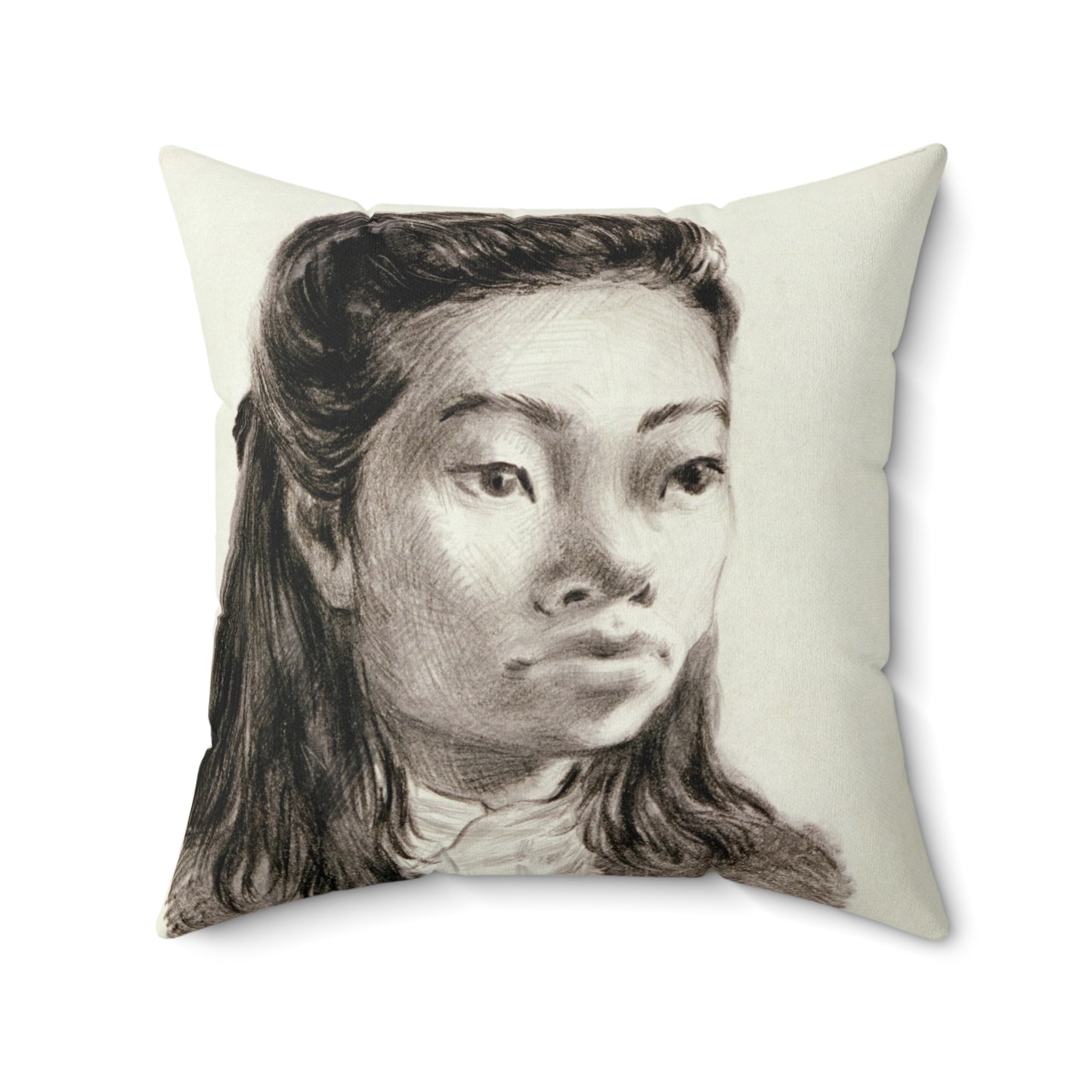 Artwork: "Student," China, 1945- Artist: John G. Hanlen Decorative Accent Square Pillow