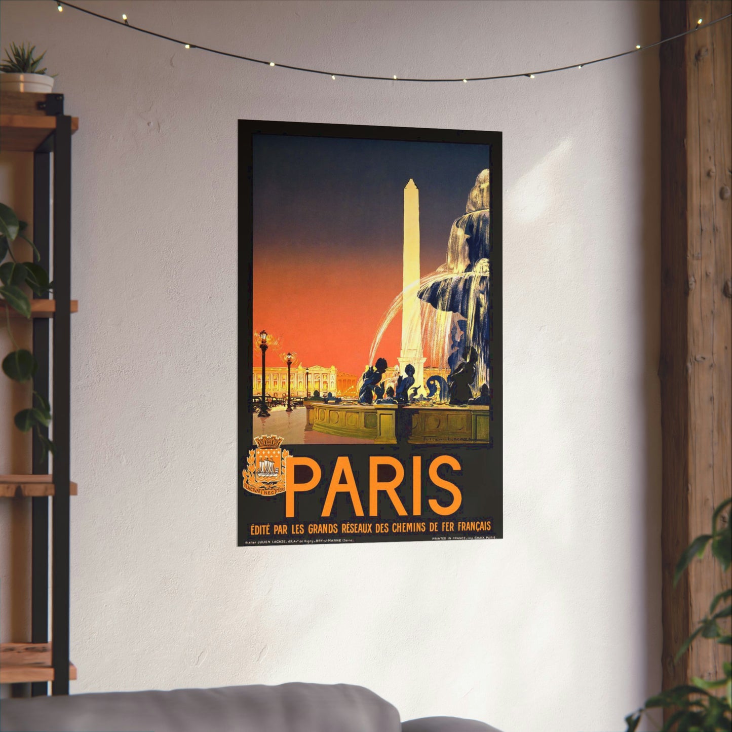 Paris. Vintage Travel Poster. - Art Deco public domain image High Quality Matte Wall Art Poster for Home, Office, Classroom