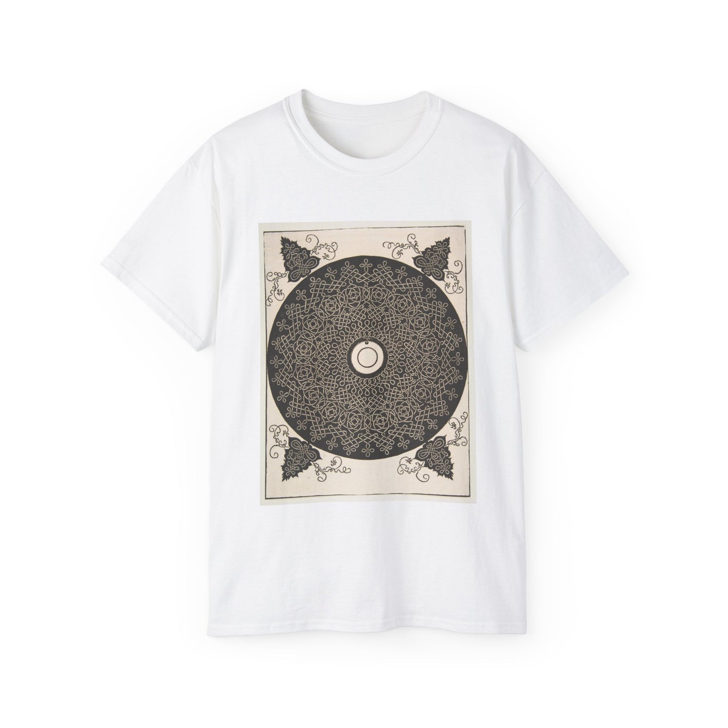 “The Fourth Knot”. Interlaced Roundel with a Round Medallion in its Center White T-Shirt Gildan 2000 Cotton Unisex