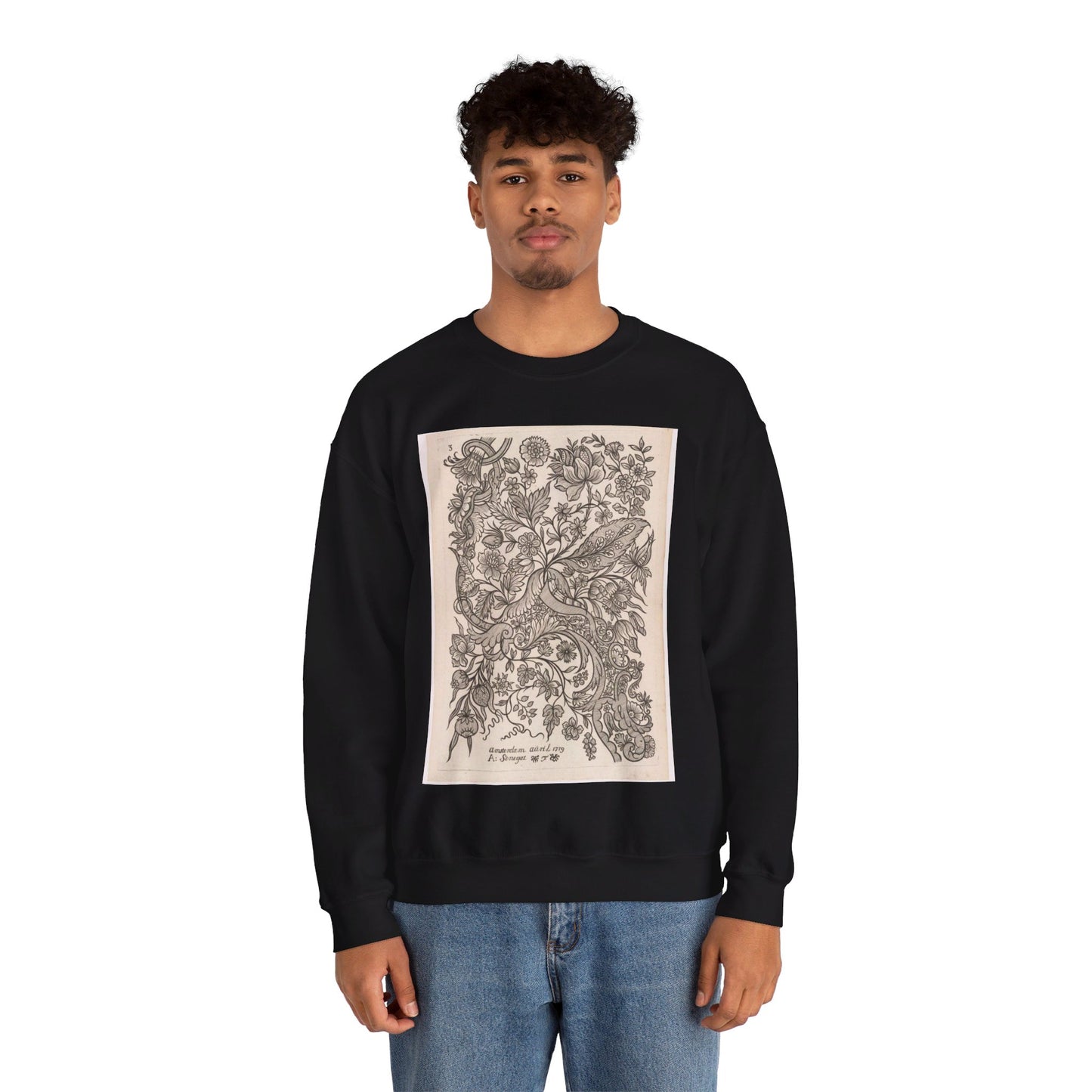 Alexander Senegat - Ontwerp voor textiel Black Heavy Blend Adult Crew Neck SweatShirt