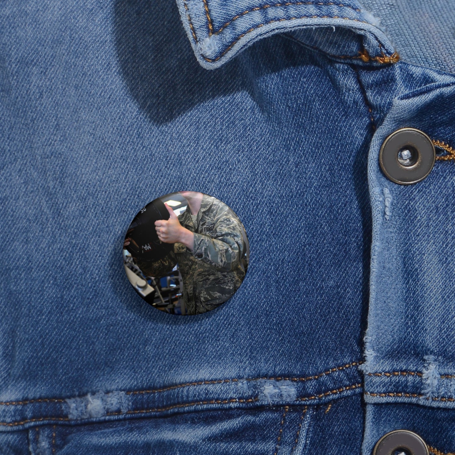 Senior Airman Cassandra Bridges, 28th Force Support Pin Buttons with Crisp Design