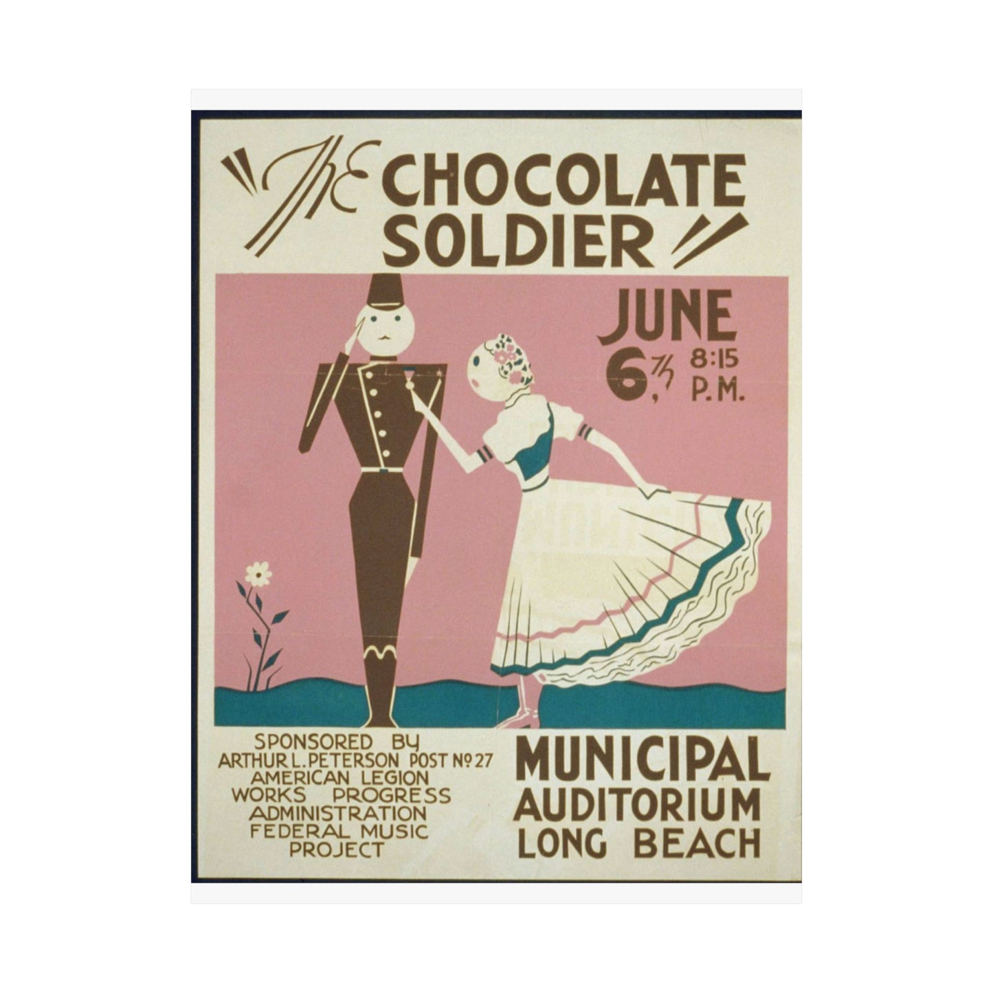 "The chocolate soldier" - WPA poster, Public domain, Library of Congress High Quality Matte Wall Art Poster for Home, Office, Classroom