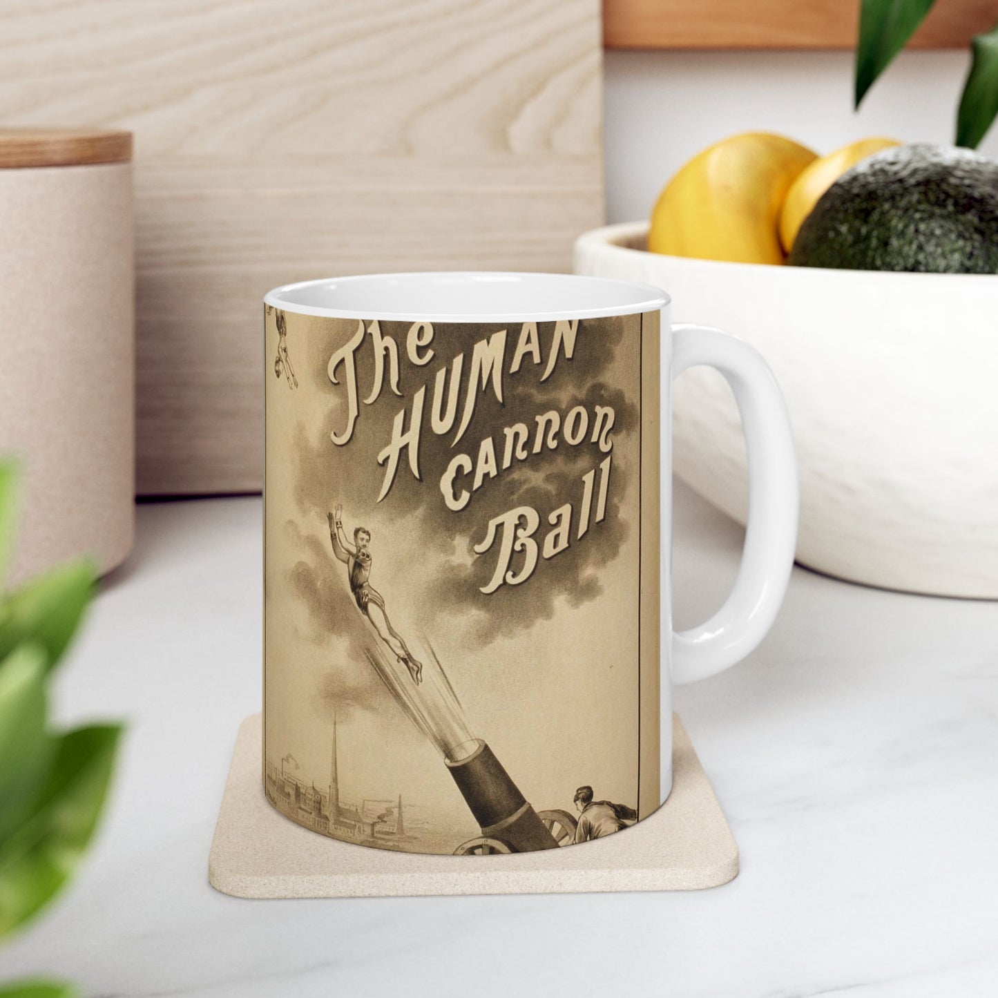 Poster - The human canon ball - Public domain lithograph Beautiful Novelty Ceramic Coffee Mug 11oz