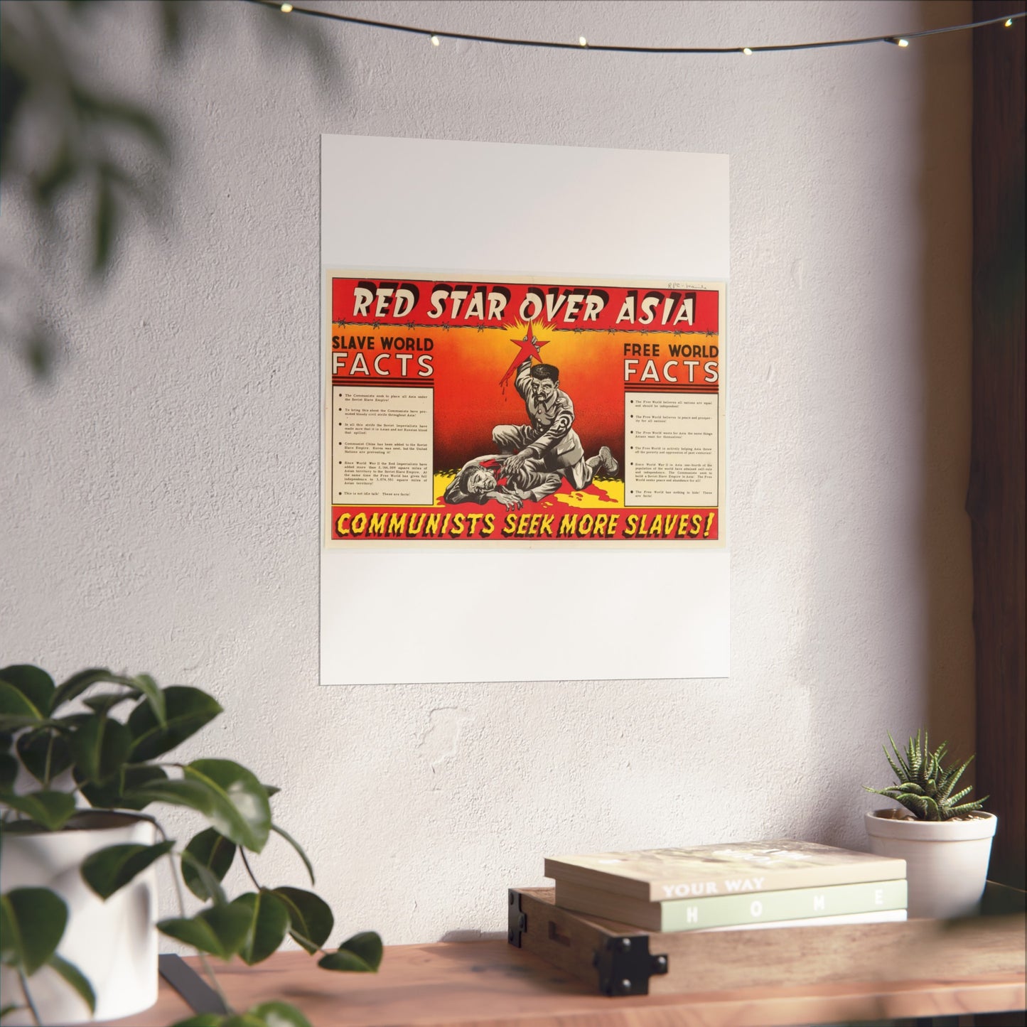 Red Star Over Asia PO-24-E, United States information service propaganda High Quality Matte Wall Art Poster for Home, Office, Classroom