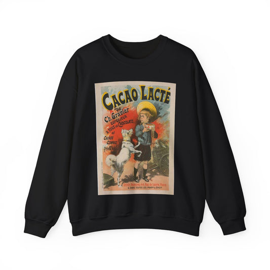 Affiche pour le "Cacao lacté, de Ch. Gravier". Black Heavy Blend Adult Crew Neck SweatShirt