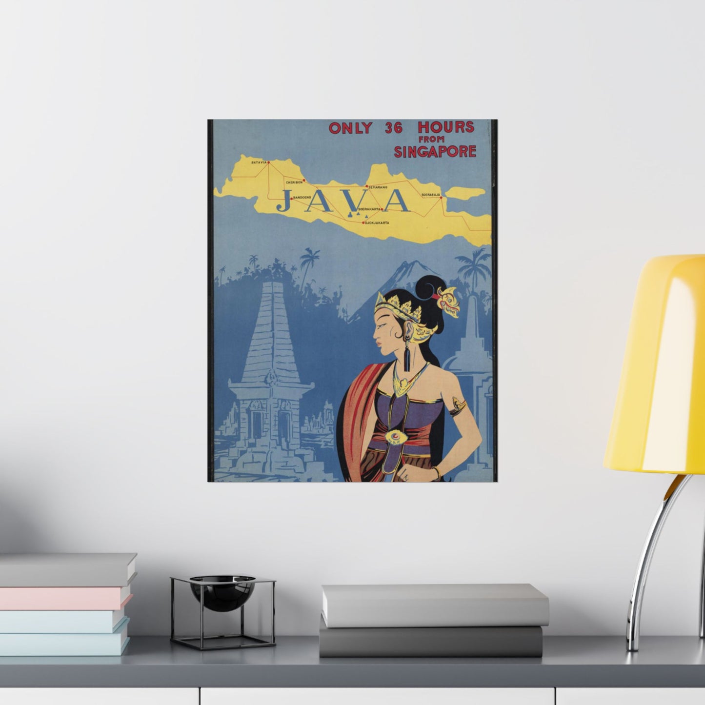 Java. Vintage Travel Poster., Art Deco Poster High Quality Matte Wall Art Poster for Home, Office, Classroom