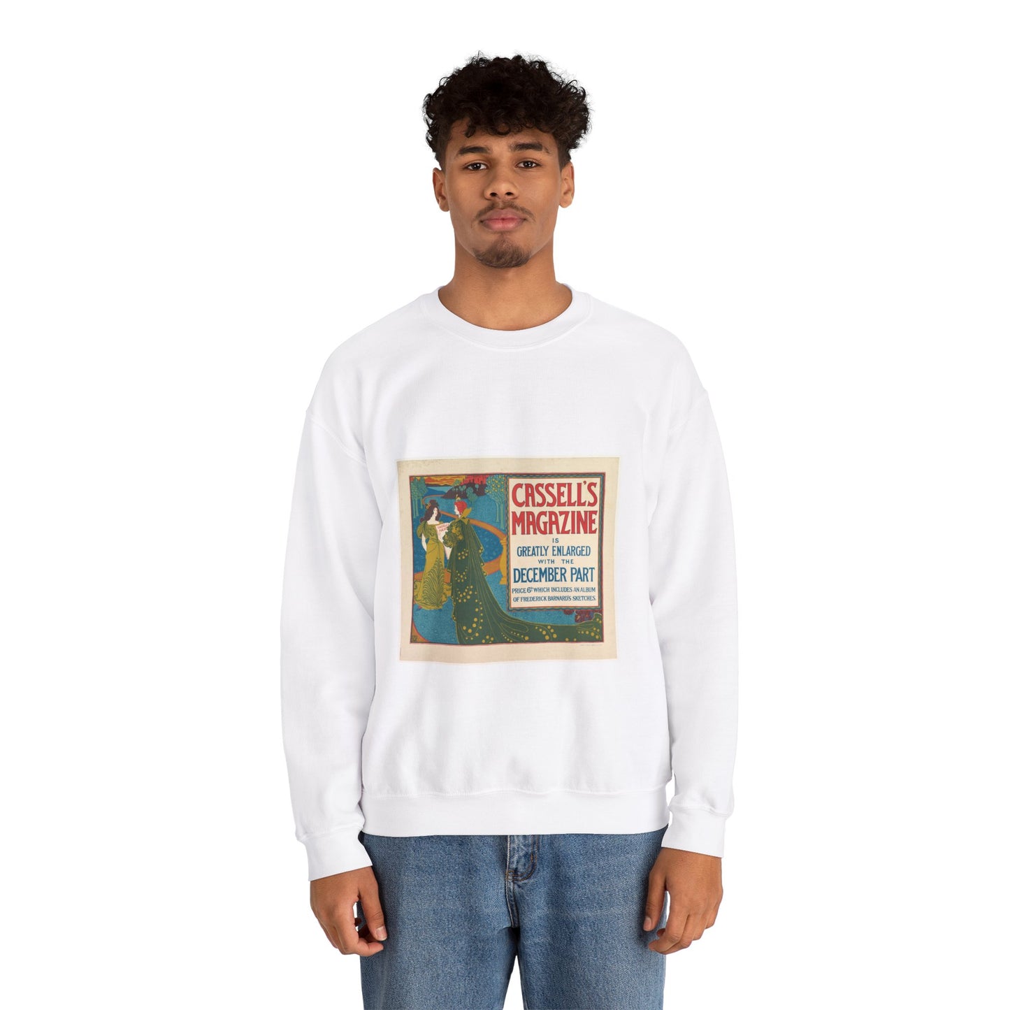 Louis Rhead - Cassell's Magazine: December White Heavy Blend Adult Crew Neck SweatShirt