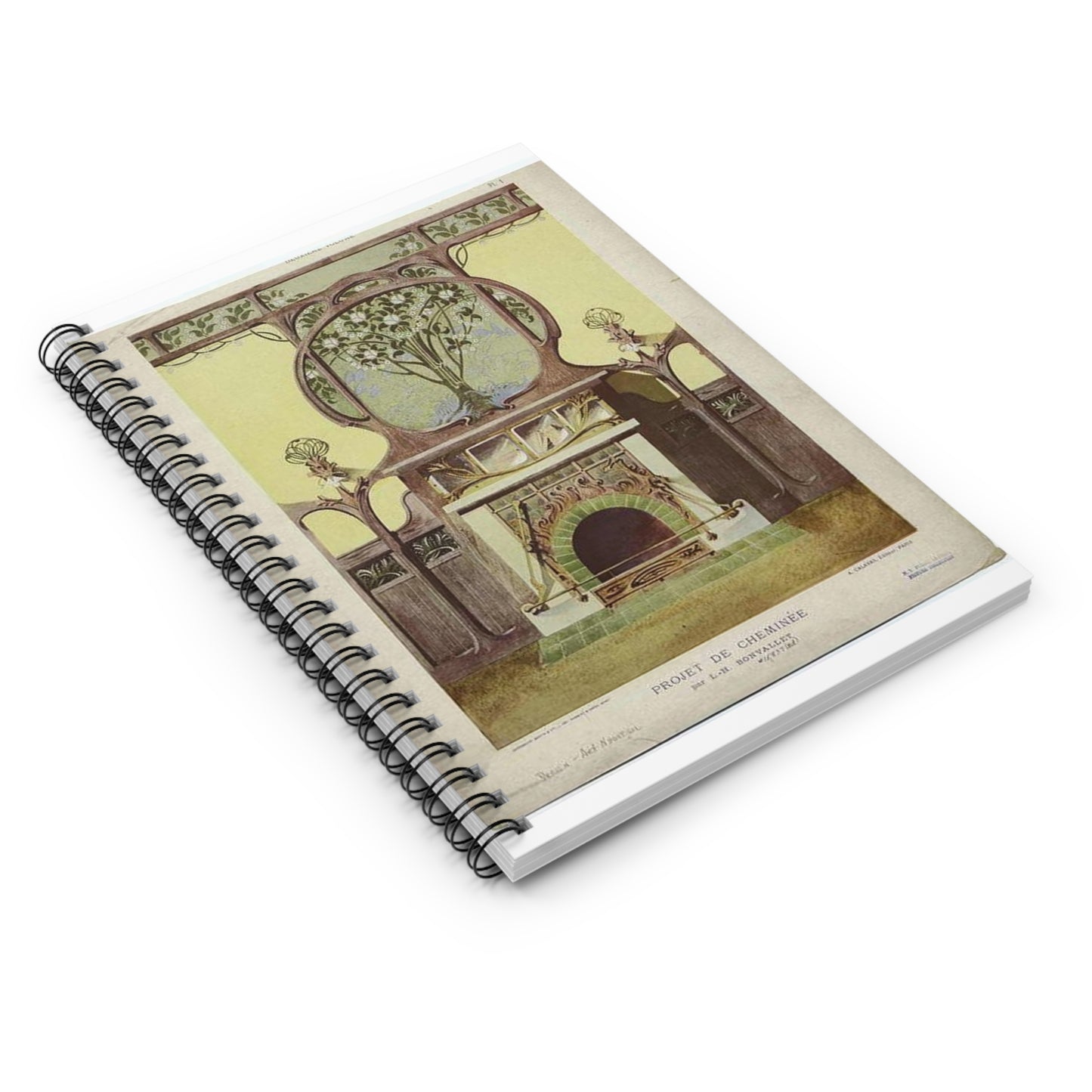 345ARTIST Bonvallet, L. H. Projet De Cheminée., Nancy Spiral Bound Ruled Notebook with Printed Cover