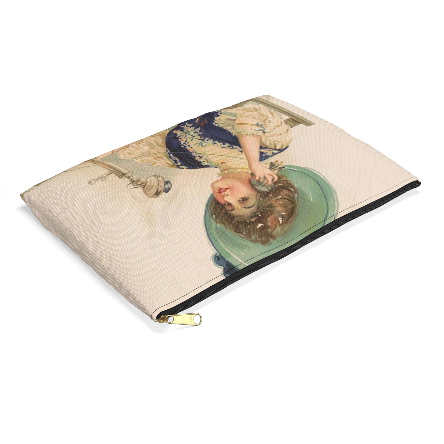 Society maid, no. 4 - Victorian era public domain image Large Organizer Pouch with Black Zipper