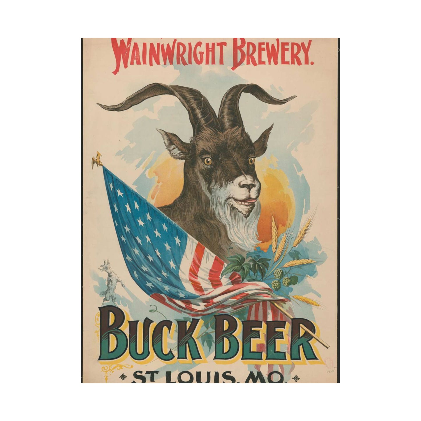 Wainwright Brewery, Buck Beer, St. Louis, MO High Quality Matte Wall Art Poster for Home, Office, Classroom