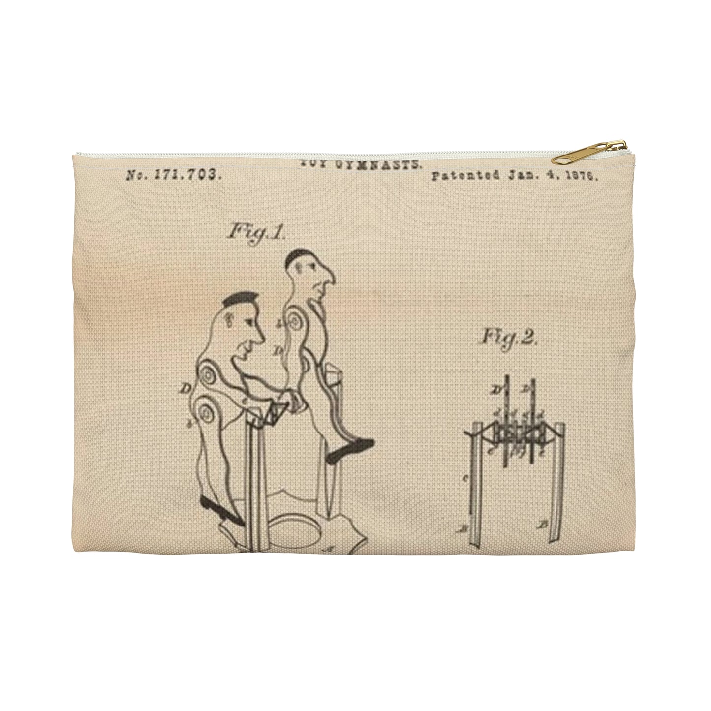 Patent drawing - for a Toy Gymnast Public domain  image Large Organizer Pouch with Black Zipper