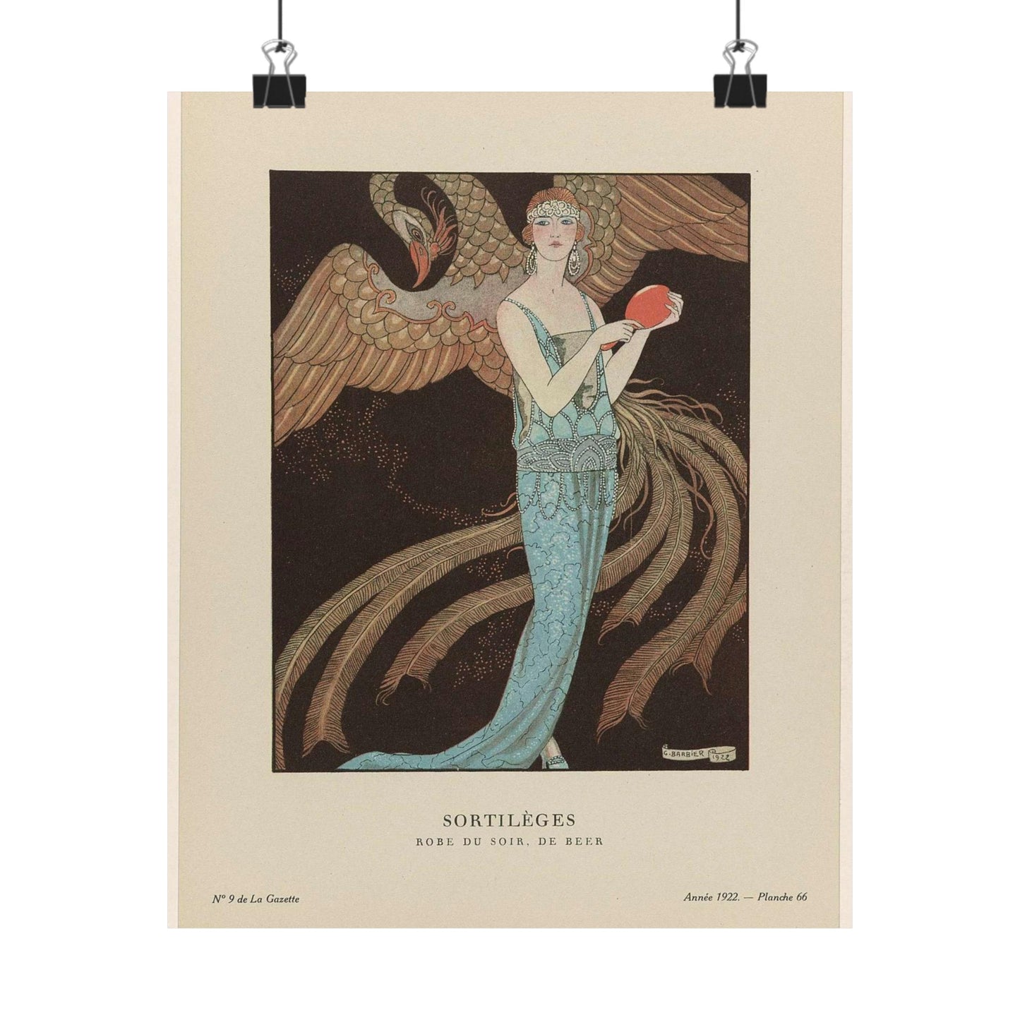 Gazette du Bon Ton, 1922 - No. 9 : Sortilèges / Robe du soir, de Beer High Quality Matte Wall Art Poster for Home, Office, Classroom