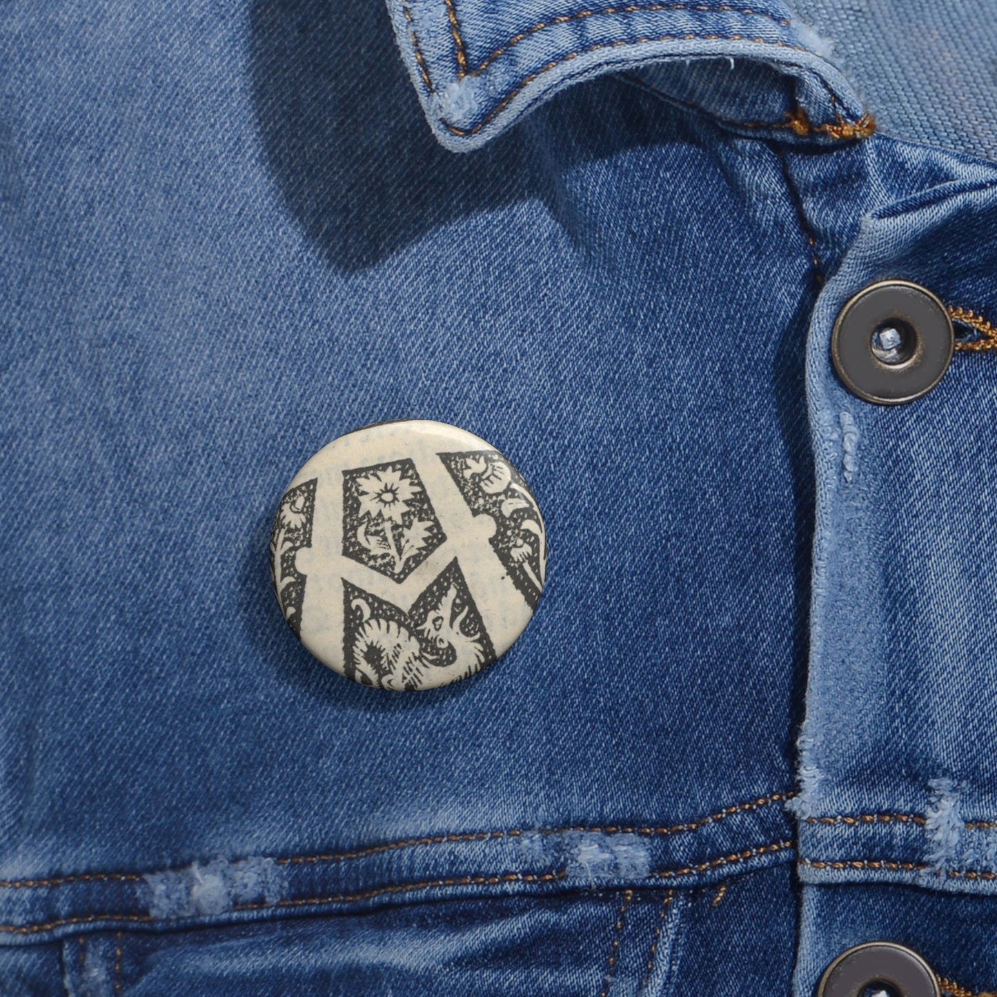 Decorated Roman alphabet, Anonymous, 15th century Pin Buttons with Crisp Design