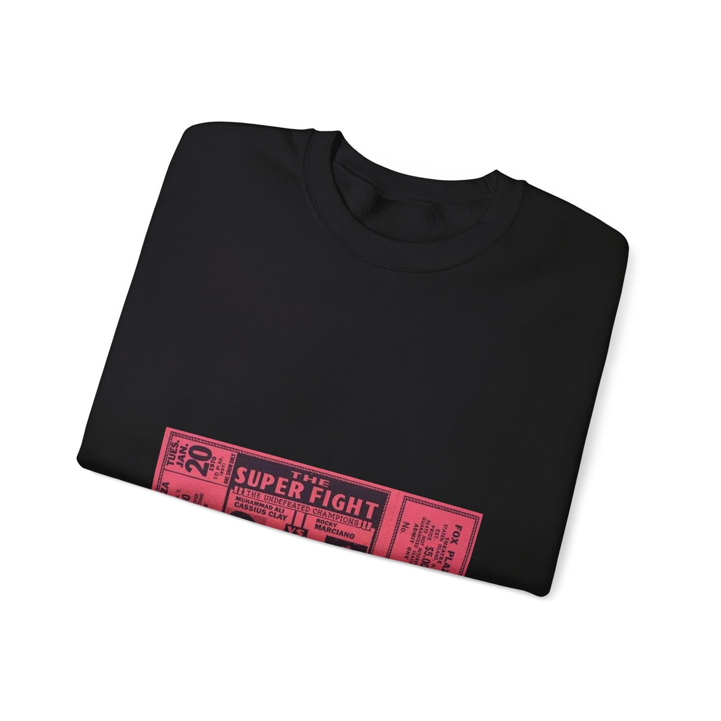 The Superfight - Rocky Marciano vs Muhammad Ali Ticket Black Heavy Blend Adult Crew Neck SweatShirt