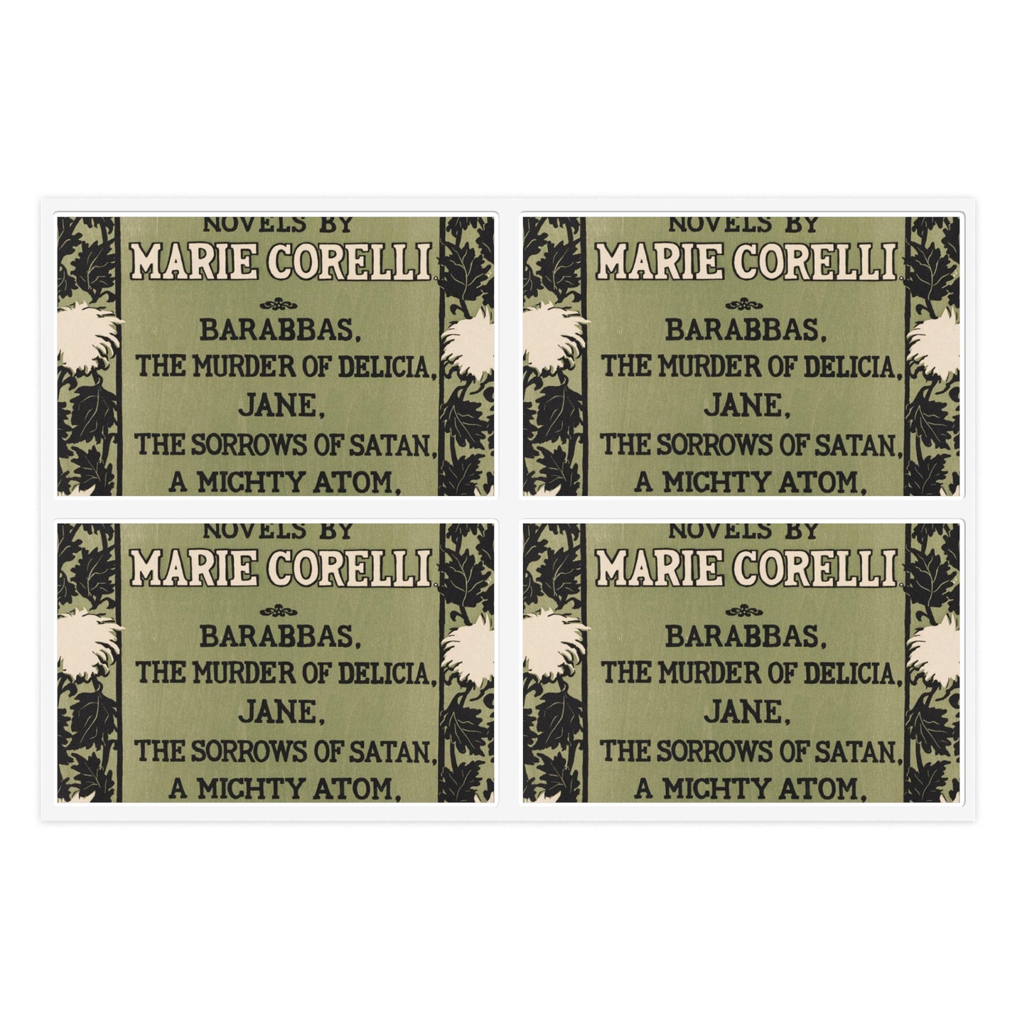 Novels by Marie Corelli, Art Nouveau poster Laminated UV Protective Vinyl Stickers