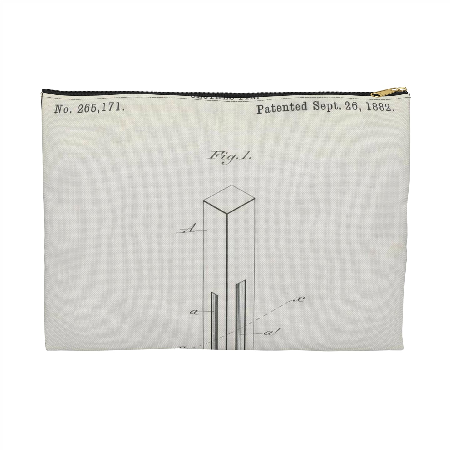 Patent drawing - for J. Sperry's Clothes Pin Public domain  image Large Organizer Pouch with Black Zipper