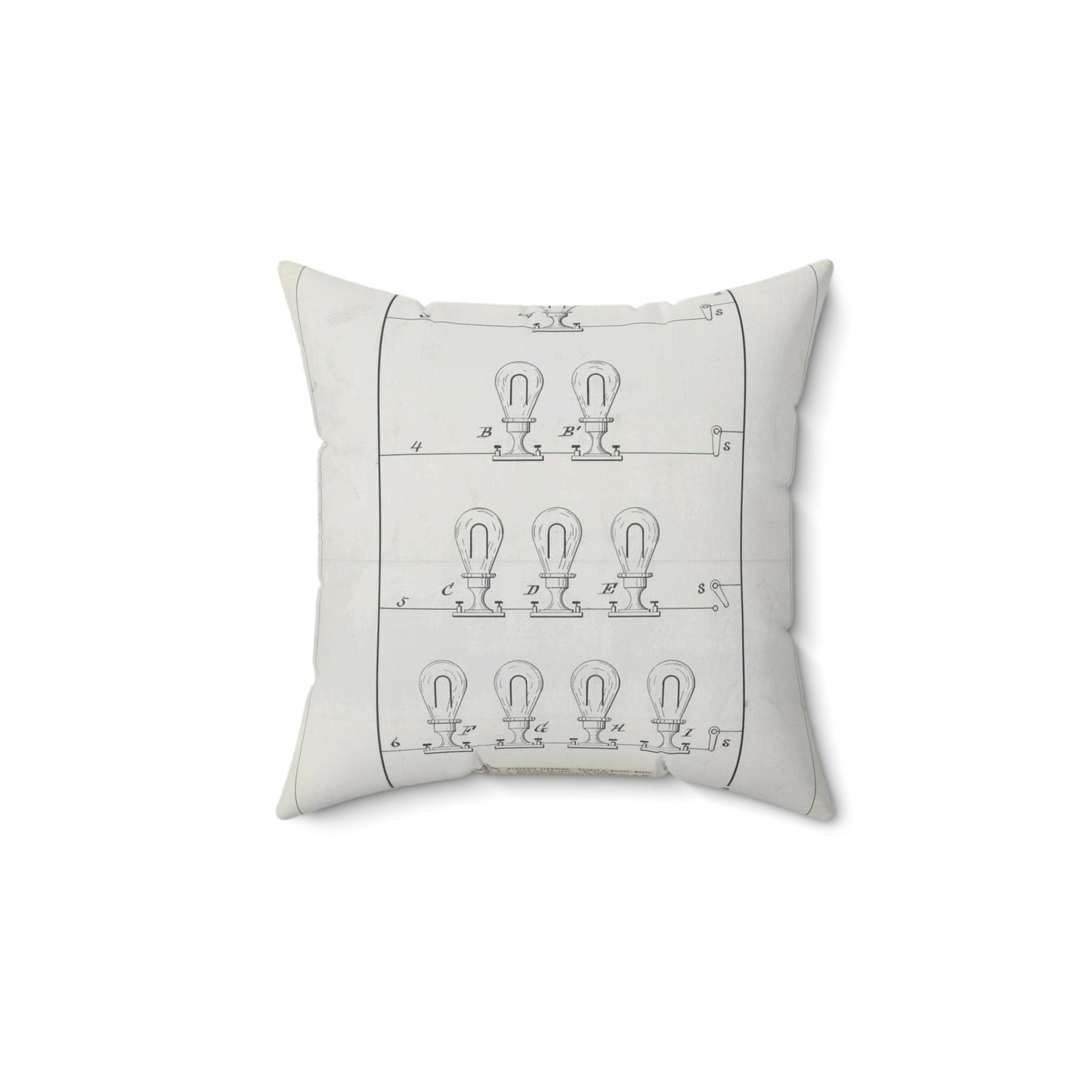 Patent drawing - for T. A. Edison's Electric Lighting Public domain  image Decorative Accent Square Pillow