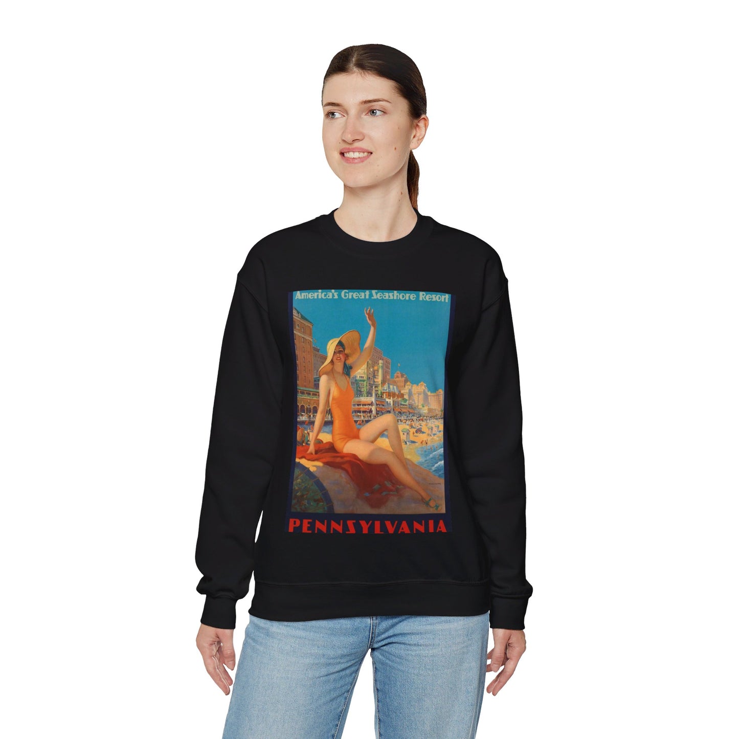 Edward M. Eggleston - Pennsylvania Railroad - Atlantic City, 1935 Black Heavy Blend Adult Crew Neck SweatShirt