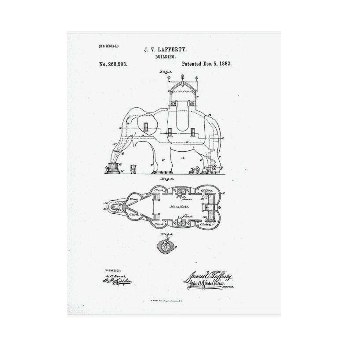 Patent Drawing of Engine - Lucy-USpatent268503 1882 Public domain  image High Quality Matte Wall Art Poster for Home, Office, Classroom