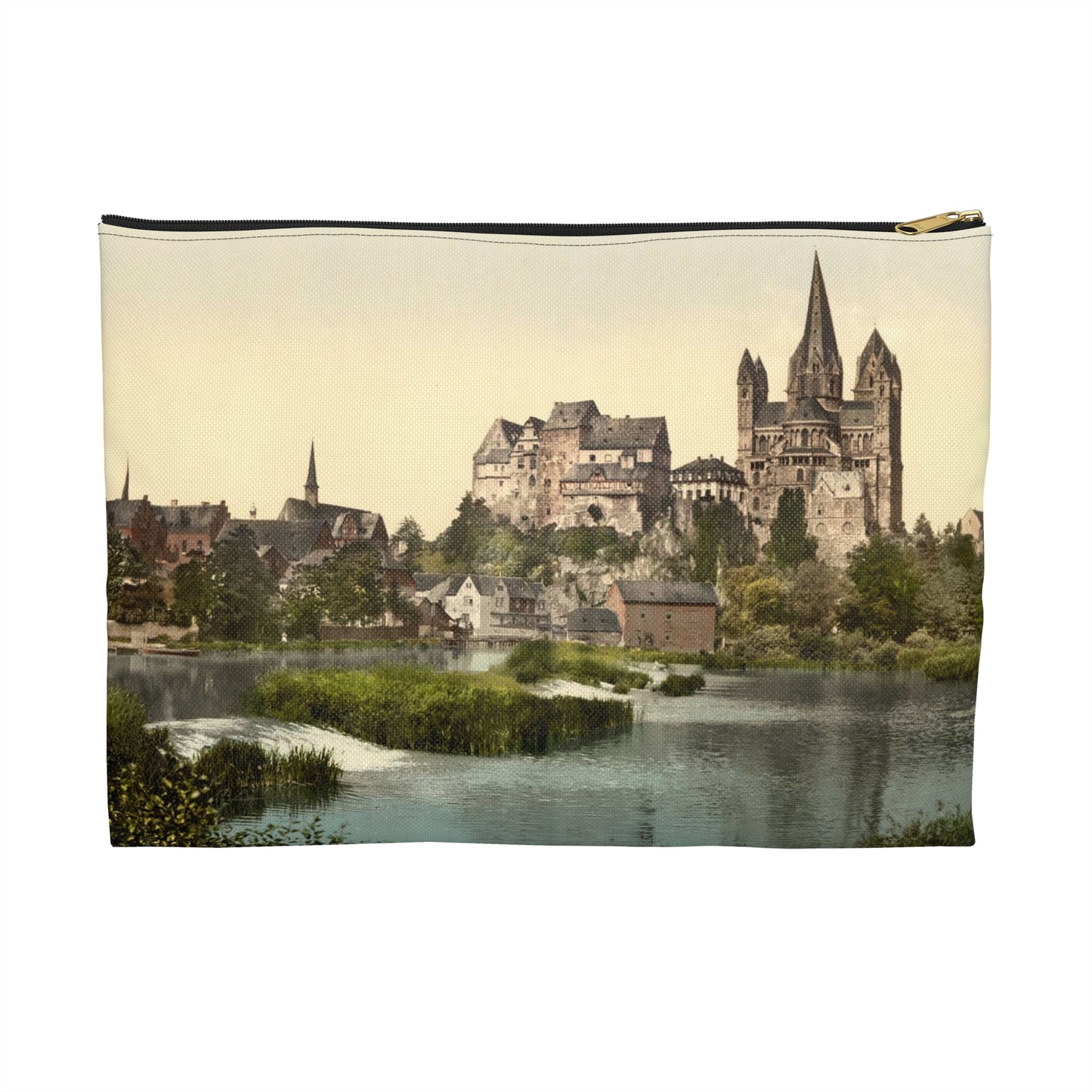 [Castle and cathedral, Limburg (i.e., Limburg an der Lahn), Hesse-Nassau, Germany] Large Organizer Pouch with Black Zipper