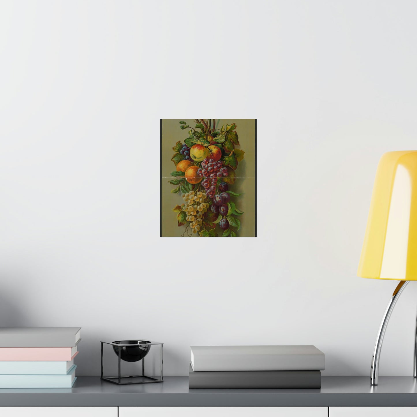 Apples, Plums & grapes, no. 8266 High Quality Matte Wall Art Poster for Home, Office, Classroom