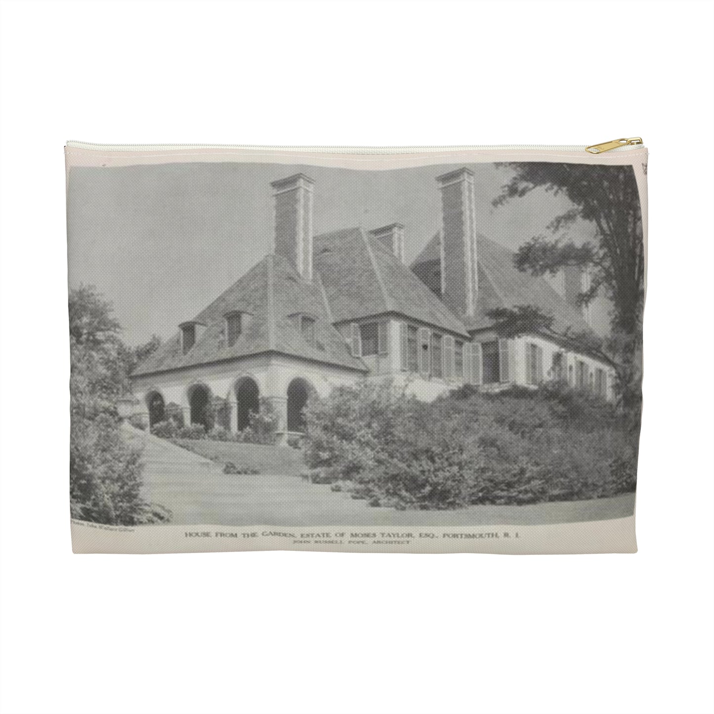 House from the Garden, Estate of Moses Taylor, Esq., Portsmouth, R.I. Large Organizer Pouch with Black Zipper