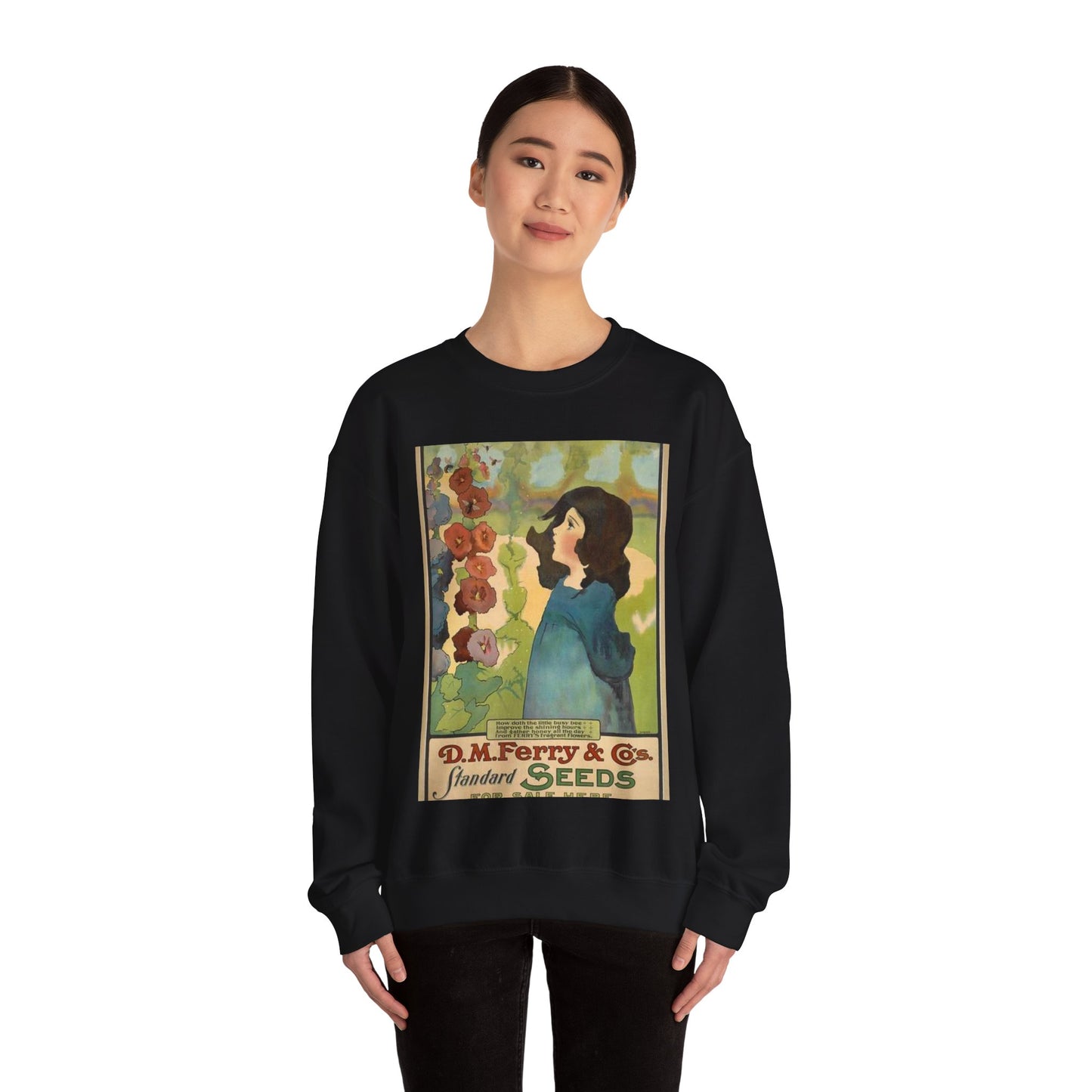 D. M. Ferry & Co's. standard seeds. Black Heavy Blend Adult Crew Neck SweatShirt