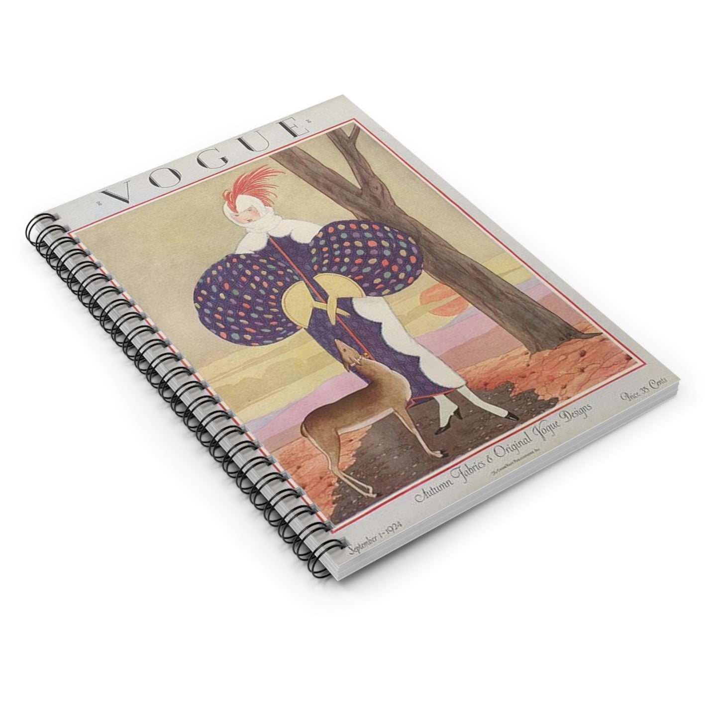 VogueMagazine1Sep1924 - Art Deco public domain image Spiral Bound Ruled Notebook with Printed Cover