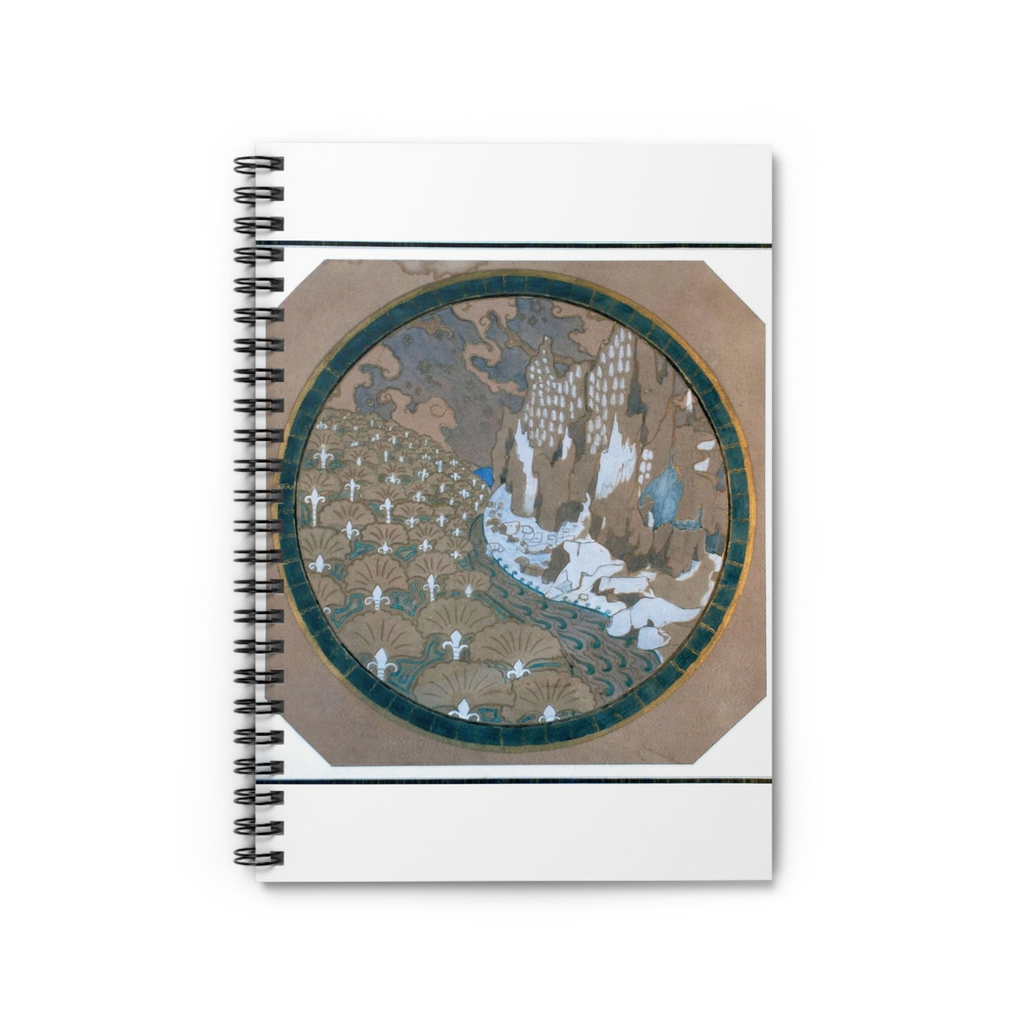 EliseuVisconti-A838-Paisagem rochosa estilizada – Email cloisonné – Estudo para Marchetaria Spiral Bound Ruled Notebook with Printed Cover