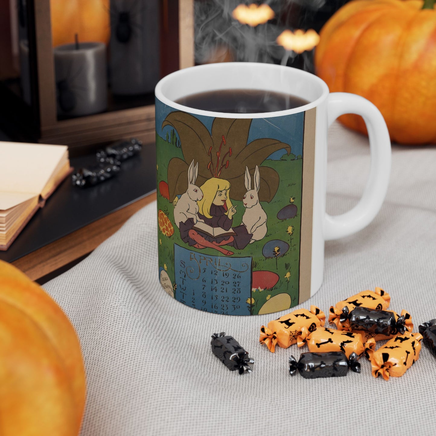 April, Art Deco Poster - Public domain dedication image Beautiful Novelty Ceramic Coffee Mug 11oz